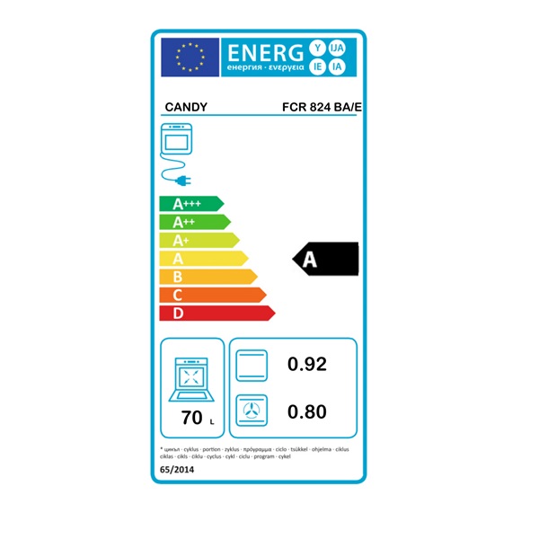 Candy FCR 824 BA/E fehér, beépíthető, sütőtér: 70L, grill, légkeverés, sütő
