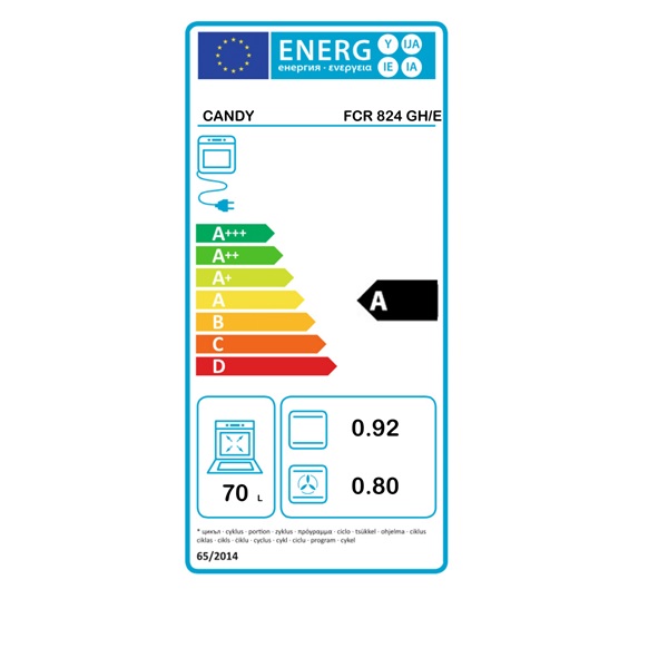 Candy FCR 824 GH/E fekete, beépíthető, sütőtér: 70L, grill, légkeverés, sütő