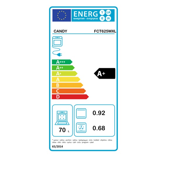 Candy FCT625WXL fehér, beépíthető, sütőtér: 70L, grill, légkeverés, sütő
