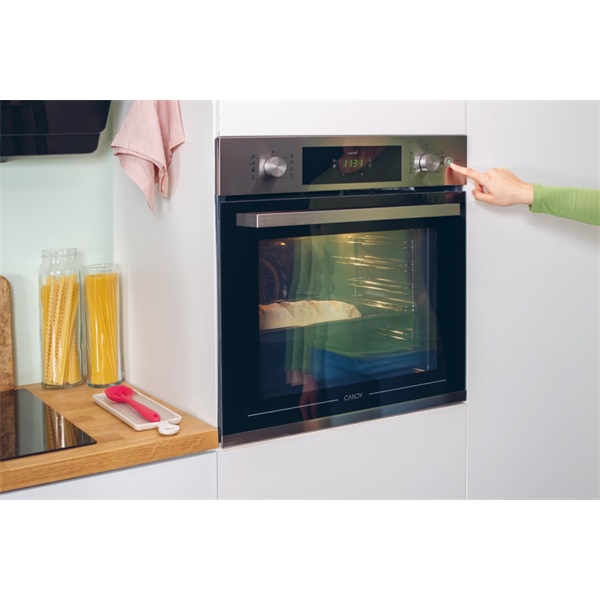 Candy FCTS886XL inox, beépíthető, sütőtér: 70L, grill, légkeverés, pirolitikus, sütő