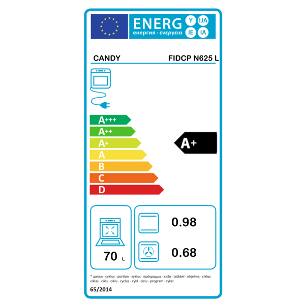 Candy FIDCP N625L fekete, beépíthető, sütőtér: 70L, légkeverés, sütő
