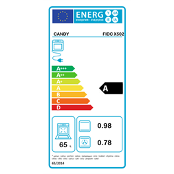 Candy FIDC X502 inox, beépíthető, sütőtér: 65L, légkeverés, sütő