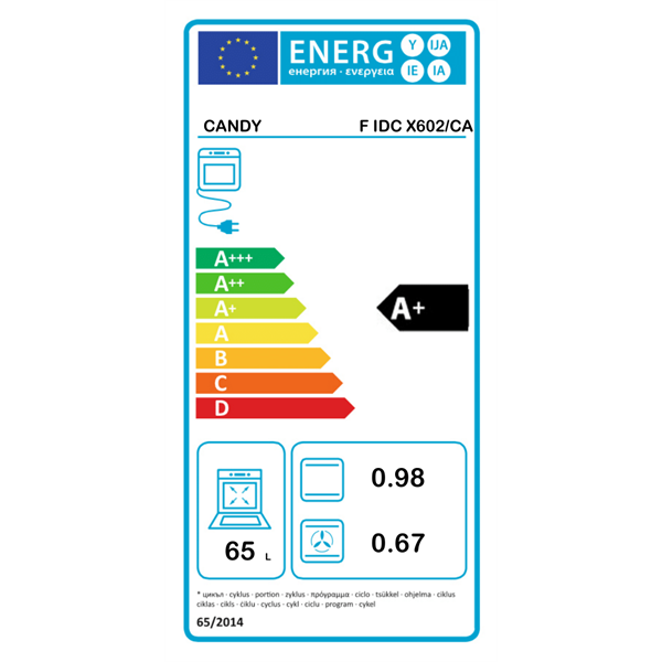 Candy FIDC X602/CA inox, beépíthető, sütőtér: 65L, légkeverés, sütő