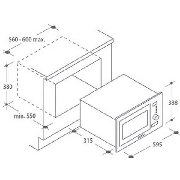 Candy MIC25GDFX 900W 25L inox beépíthető mikrohullámú sütő