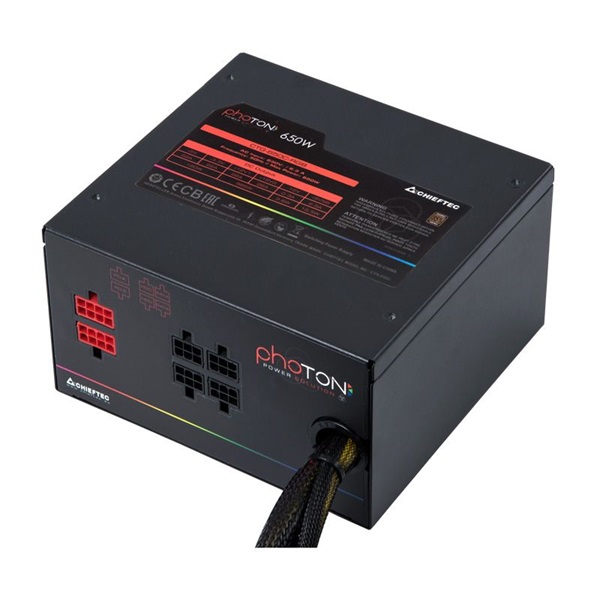 Chieftec Photon 650W ventillátorral félmoduláris RGB dobozos tápegység
