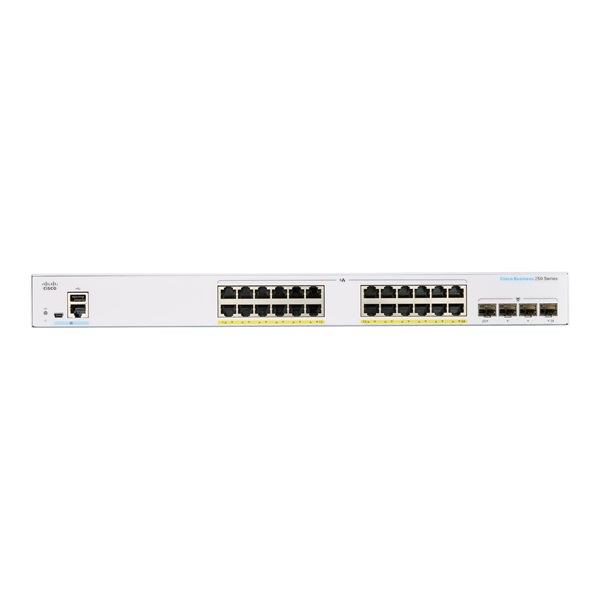 Cisco CBS250-24FP-4G 24x GbE PoE+ LAN 4x SFP port  L2 menedzselhető PoE+ switch