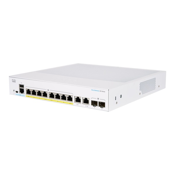 Cisco CBS350-8FP-2G 8x GbE PoE+ LAN 2x combo GbE RJ45/SFP port L3 menedzselhető PoE+ switch