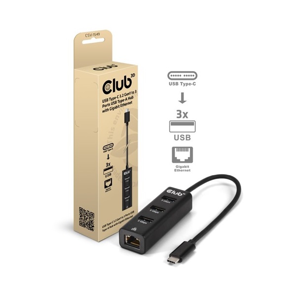 Club 3D CSV-1549 1Gb/s USB-C RJ45 hálózati adapter