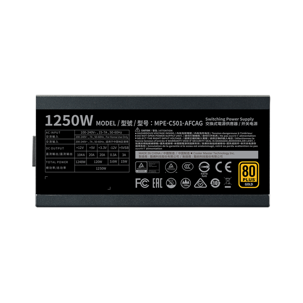 Cooler Master 1250W 80+ Gold ventillátorral moduláris tápegység