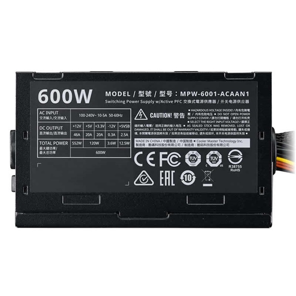 Cooler Master Elite V3 600W 12 cm ventilátorral dobozos tápegység