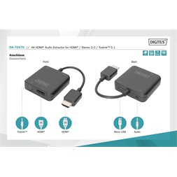 DIGITUS 4K HDMI  / Stereo 2.0 / Toslink 5.1 audió leválasztó