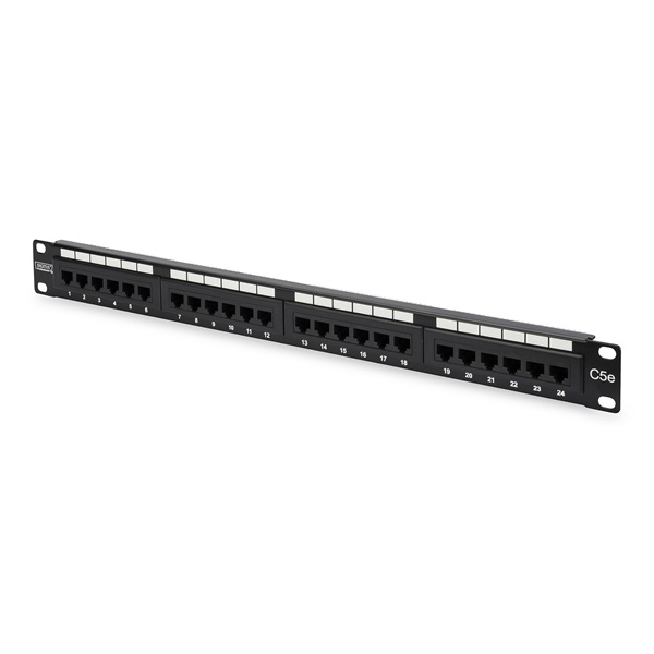 DIGITUS 19" 1U 24port Cat.5e fekete árnyékolatlan Patch Panel