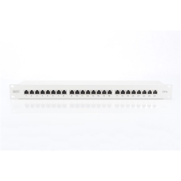 DIGITUS 19" 1U 24port Cat.6A kompakt szürke árnyékolt Patch Panel