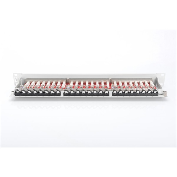 DIGITUS 19" 1U 24port Cat.6A kompakt szürke árnyékolt Patch Panel
