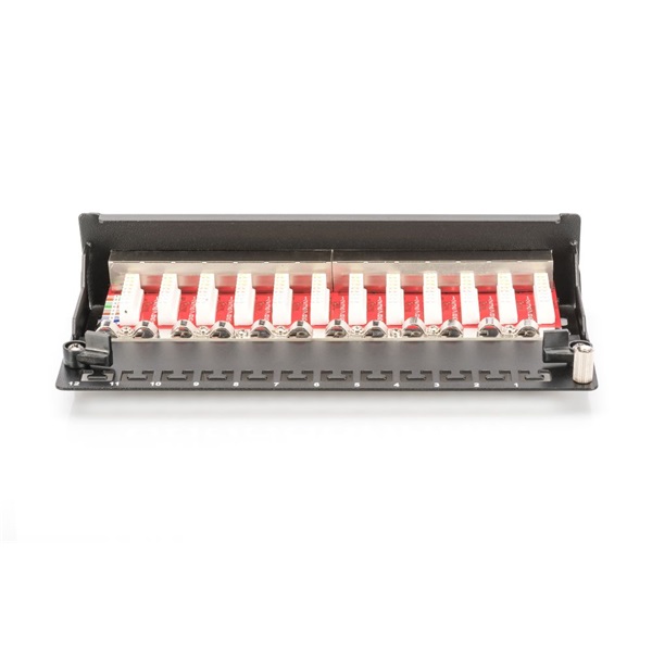 DIGITUS Cat.6A HD 12port asztali fekete árnyékolt Patch Panel