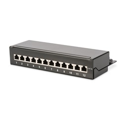 DIGITUS Cat.6A HD 12port asztali fekete árnyékolt Patch Panel