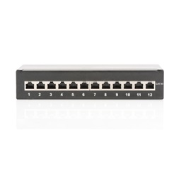 DIGITUS Cat.6A HD 12port asztali fekete árnyékolt Patch Panel