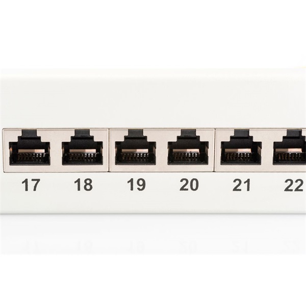 DIGITUS 19" 1U 24port Cat.6 kompakt szürke árnyékolt Patch Panel