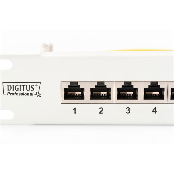 DIGITUS 19" 1U 24port Cat.6 kompakt szürke árnyékolt Patch Panel
