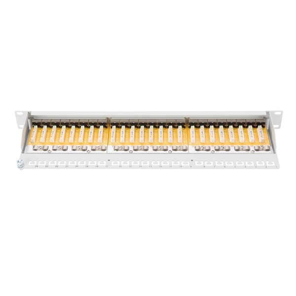 DIGITUS 19" 1U 24port Cat.6 kompakt szürke árnyékolt Patch Panel