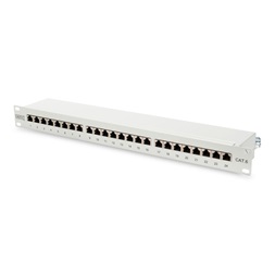 DIGITUS 19" 1U 24port Cat.6 kompakt szürke árnyékolt Patch Panel