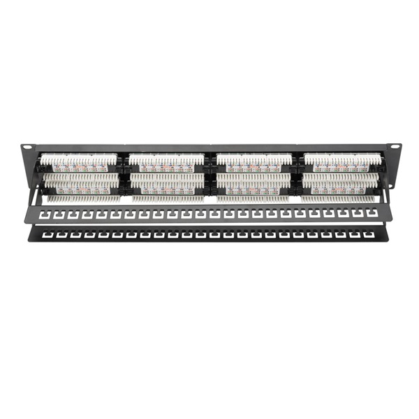 DIGITUS 19" 2U 48port Cat.6 kompakt fekete árnyékolatlan Patch Panel