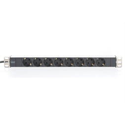 DIGITUS 19" 1U rack alumínium 8 schuko dugaljas hálózati elosztó