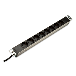 DIGITUS 19" 1U rack alumínium 8 schuko dugaljas hálózati elosztó