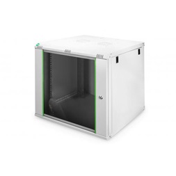 DIGITUS Dynamic Basic 19" 9U 478x600x600mm üvegajtós szürke fali rack szekrény