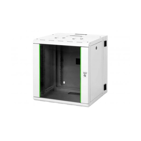 DIGITUS Rack Unique 19" 12U 643x600x600mm kétrészes üvegajtós szürke fali rack szekrény