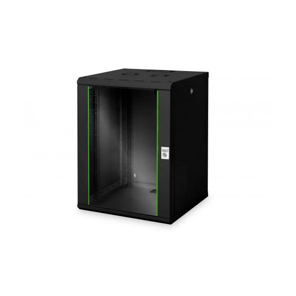 DIGITUS Rack Unique 19" 16U 820x600x600mm üvegajtós fekete fali rack szekrény
