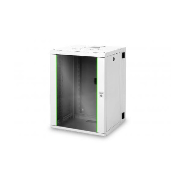 DIGITUS Rack Unique 19" 16U 820x600x600mm kétrészes üvegajtós szürke fali rack szekrény
