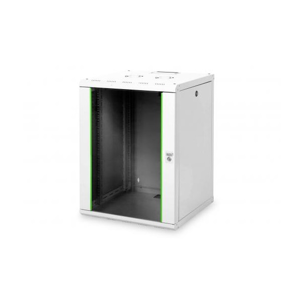 DIGITUS Rack Unique 19" 16U 820x600x600mm üvegajtós szürke fali rack szekrény
