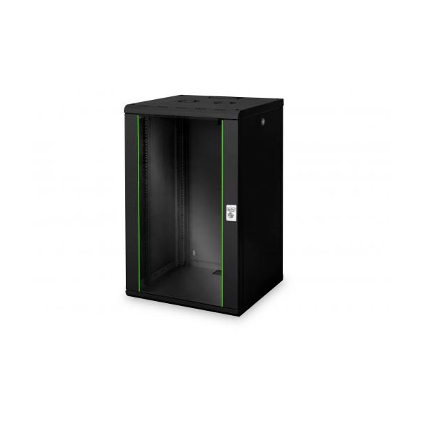 DIGITUS Rack Unique 19" 20U 998x600x600mm üvegajtós fekete fali rack szekrény