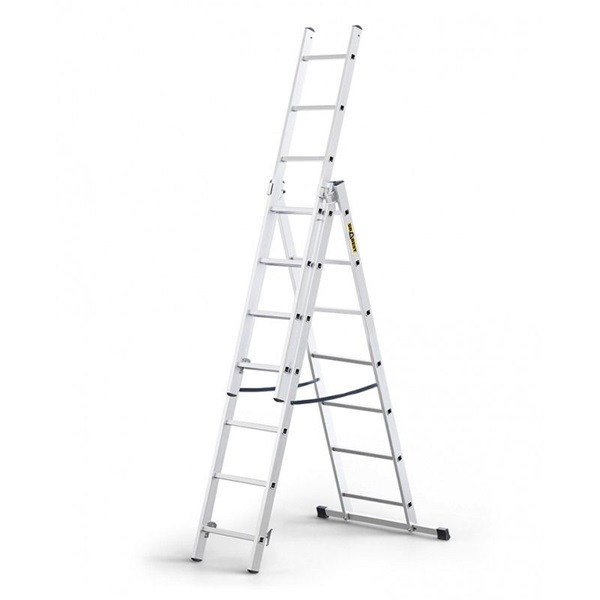 DRABEST HOME 3x7 lépcsős multifunkcionális alumínium létra, kitolható, összecsukható