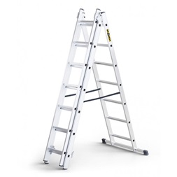 DRABEST HOME 3x7 lépcsős multifunkcionális alumínium létra, kitolható, összecsukható