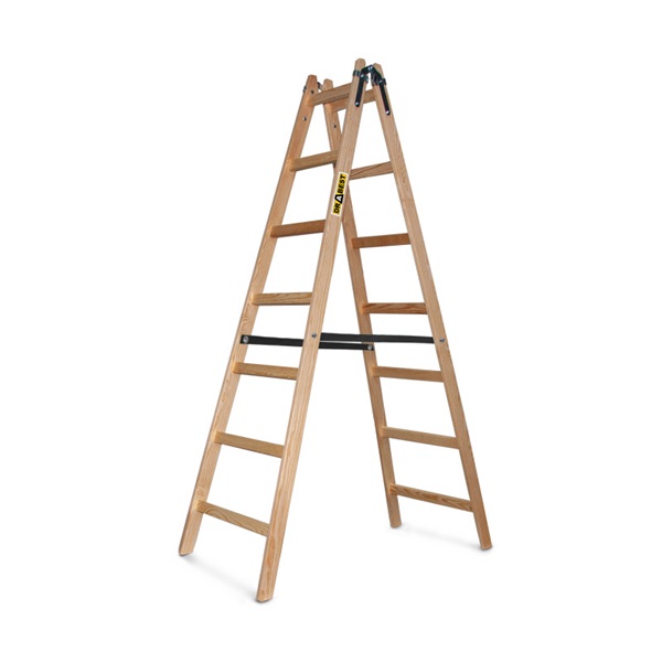 DRABEST STANDARD 2x7 lépcsős fa létra, összecsukható