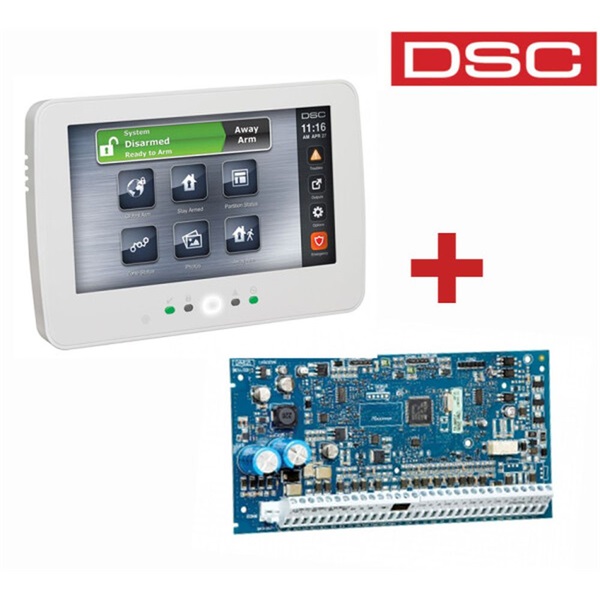 DSC PACK-NEO-2128-TCHP/8 zónás, 128 zónáig bővíthető központ és 7" érintőképernyős billentyűzet