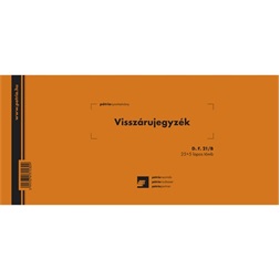 D.F.21/B 25x5lapos "Visszárujegyzék" nyomtatvány