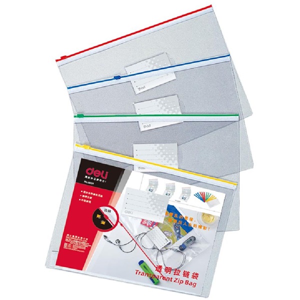 Deli Start PVC A5 húzózáras vegyes színekben irattartó tasak