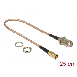 Delock 13024 Antennakábel F jack válaszfal > SMB dugó RG-316 25 cm