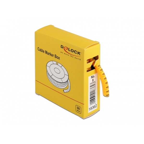 Delock 18362 500 db. sárga kábeljelző doboz No. 8