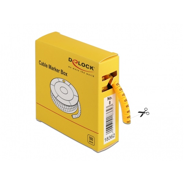 Delock 18362 500 db. sárga kábeljelző doboz No. 8