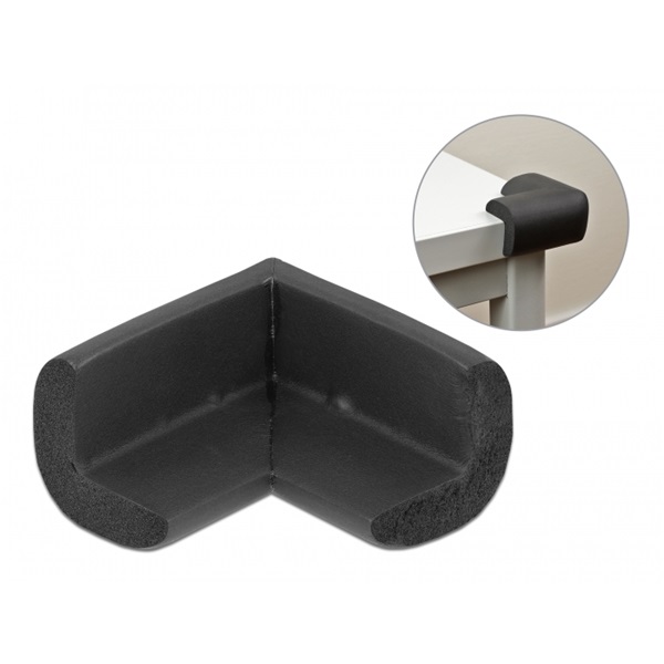 Delock 18396 56x56x33mm fekete öntapadós habszivacs sarokvédő