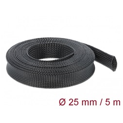 Delock 18851 Fonott kábelharisnya nyújtható 5 m x 25 mm fekete