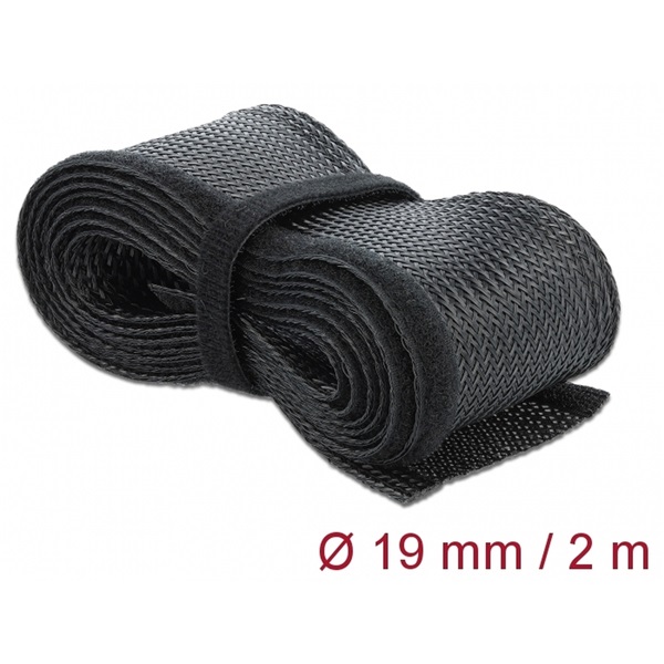Delock 18857 Fonott kábelharisnya tépozárral 2 m x 19 mm fekete