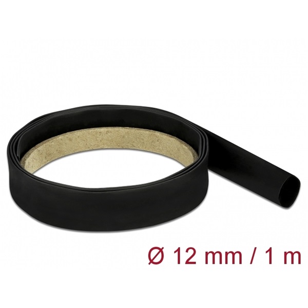 Delock 18975 Fekete zsugorcső 1 m x 12 mm