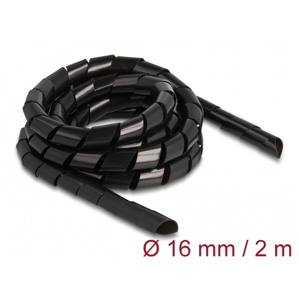 Delock 19024 Spirál flexibilis tömlő 2 m x 16 mm fekete