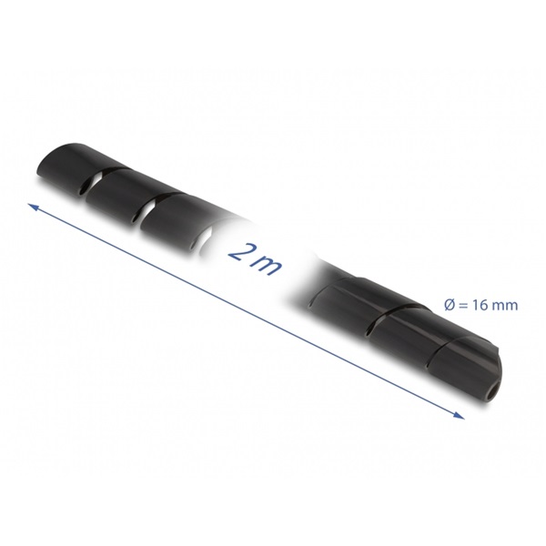 Delock 19024 Spirál flexibilis tömlő 2 m x 16 mm fekete