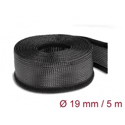Delock 19050 Fonott kábelharisnya tépőzárral 5 m x 19 mm fekete